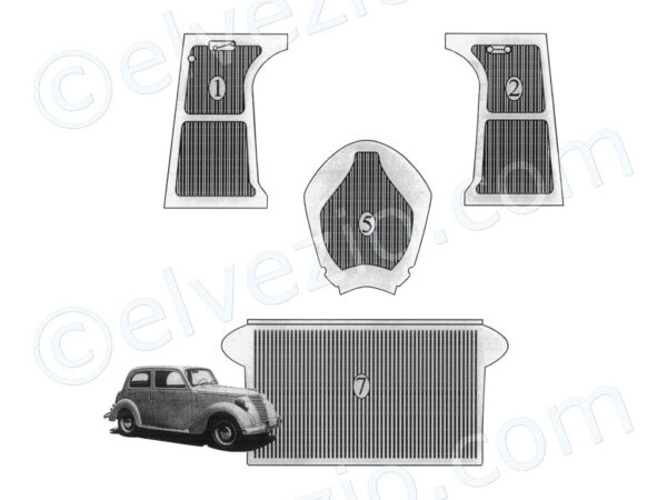 Serie completa tappeti in gomma modello E (esclusi pezzi 3, 4 e 6)