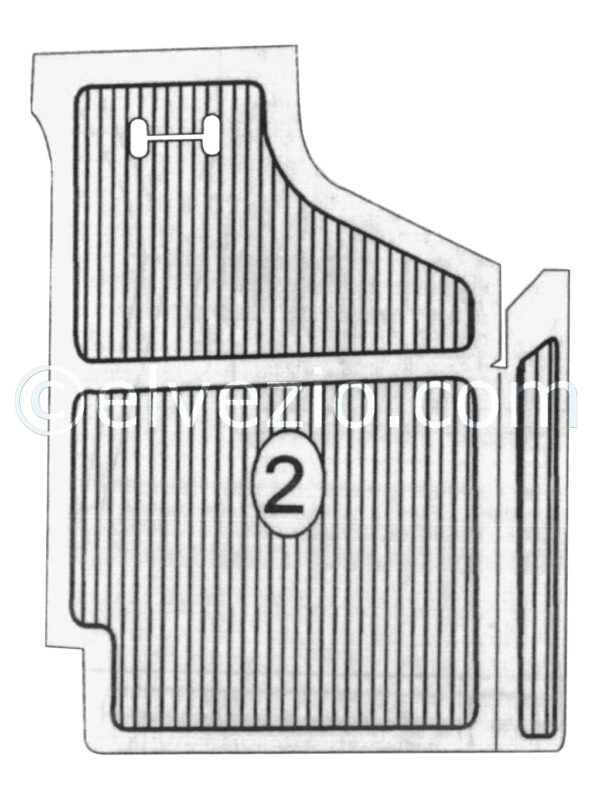 Tappeto 2 Anteriore Destro per Fiat 1100 103 Berlina, 1100 103 H, 1100 103 E-TV, 1100 103 Familiare, 1100 D, 1100 Special e 1100 R.