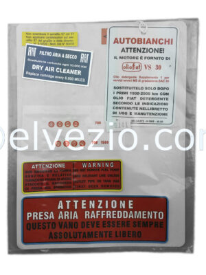 Engine Stickers Set for Autobianchi Bianchina Berlina, Cabriolet, Panoramica and Trasformabile.