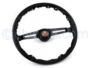 Black Skai Steering Cover for Fiat 500 N, 500 D, 500 F, 500 L, 500 R, 500 Giardiniera and Autobianchi Bianchina Berlina, Trasformabile, Panoramica and Cabriolet.