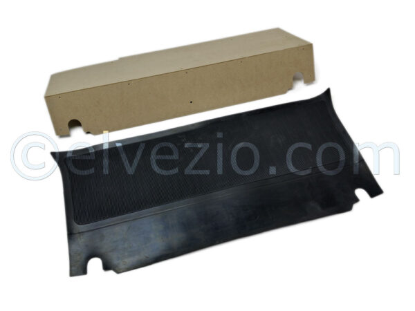 Cassonetto In Legno Per Zona Dietro Schienale Posteriore Con Tappeto In Gomma Rigata per Fiat 600.