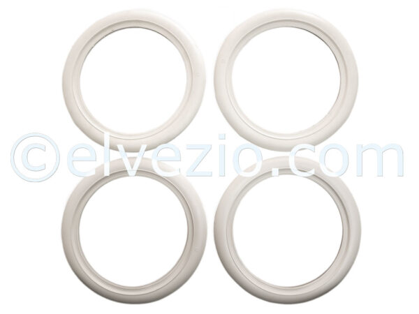 Wheels White Rubber Seals for Fiat 500 D, 500 N, 500 F, 500 L, 500 R, 500 Giardiniera, 600, 600 Multipla, 850 Berlina and Autobianchi Bianchina Berlina, Trasformabile, Cabrio and Panoramica.