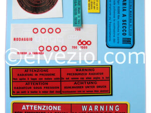 Engine Stickers Set for Fiat 600 and 600 Multipla.