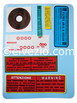 Engine Stickers Set for Fiat 600 and 600 Multipla.