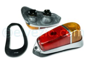 Rear Lights And Rubber Sections for Fiat 600 1st Series 2nd Type and 600 Multipla 1st Series.