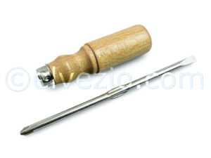 Wooden Screwdriver For Tool Box for Fiat 500 N, 500 D, 500 F, 500 L, 500 R, 500 Giardiniera, 600, 600 Multipla and Autobianchi Bianchina Trasformabile, Panoramica, Berlina and Cabriolet.