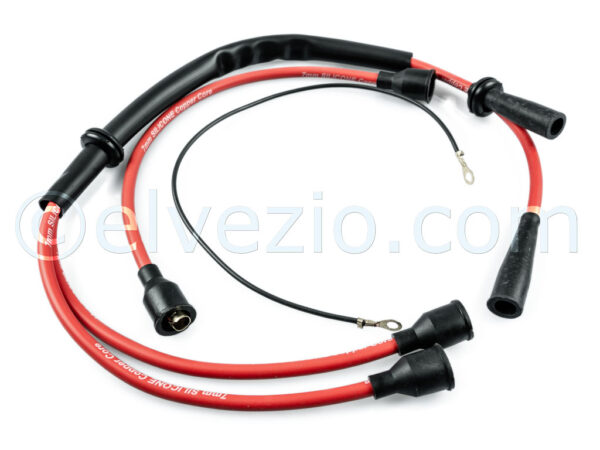 Cavi Candele Rossi - Bobina A Destra per Fiat 500 F, 500 L, 500 R e Autobianchi Bianchina Berlina e Cabriolet. Riferimento PE086