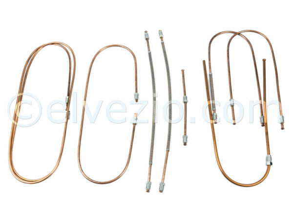 Complete Kit Copper Brake Hoses for Fiat 500 D from chassis 244.293 (1961) and Autobianchi Bianchina Trasformabile Base D from 1961, Berlina Base D from 1961 and Cabriolet Base D from 1961.