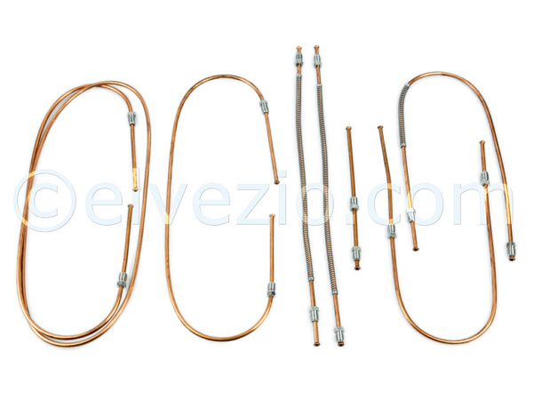 Complete Kit Copper Brake Hoses for Fiat 500 F until chassis 1.799.301 (1968) and Autobianchi Bianchina Berlina Base F and Cabriolet Base F.