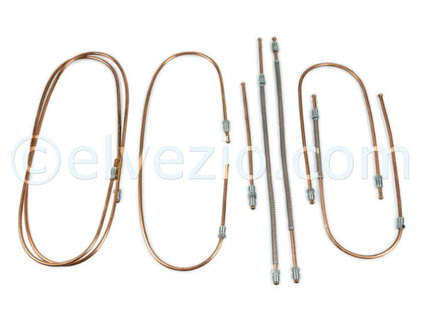 Complete Kit Copper Brake Hoses for Fiat 500 Giardiniera Base D, 500 Giardiniera Base F until chassis 299.234 and Autobianchi Bianchina Panoramica.