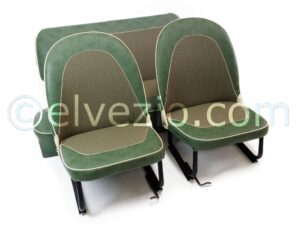 Tappezzeria Sedili Anteriori E Posteriori In Vipla Maculata E Tessuto A Quadri per Fiat 600 Trasformabile 1^ Serie Vetri Scorrevoli. F1105