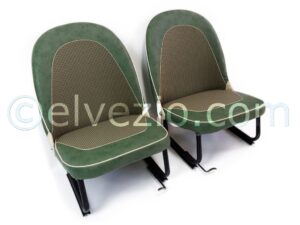 Tappezzeria Sedili Anteriori E Posteriori In Vipla Maculata E Tessuto A Quadri per Fiat 600 Trasformabile 1^ Serie Vetri Scorrevoli. F1105