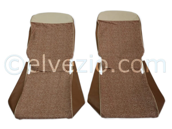 Tappezzeria Sedili Anteriori E Posteriori In Tessuto Zebrato Con Lunetta Dritta In Vipla Colore Panna per Fiat 600 D. F1108