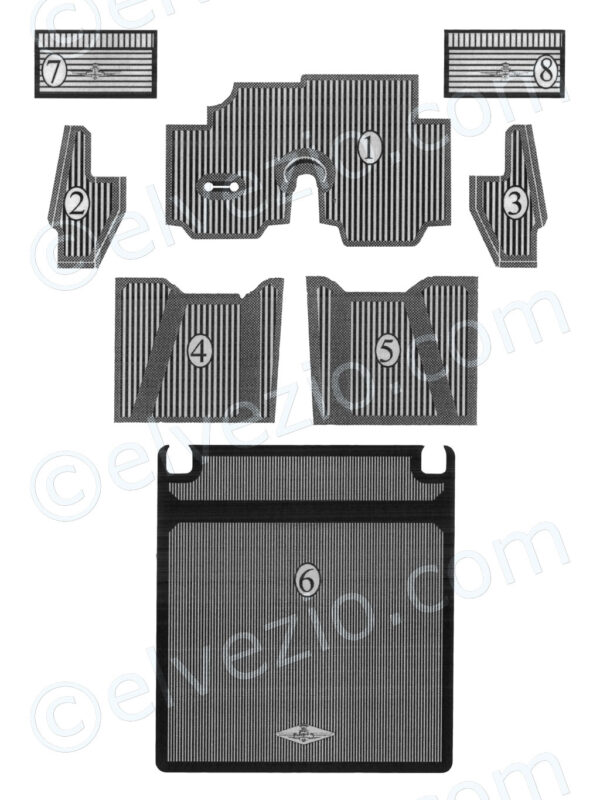 Serie Completa Tappeti In Gomma - Baule Incluso per Lancia Flaminia Convertibile Touring, Flaminia GT Touring e Flaminia GTL Touring.