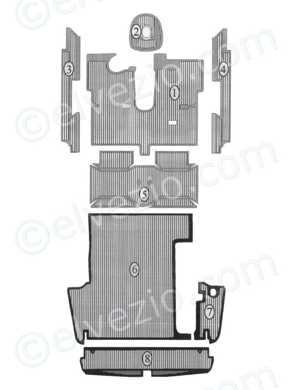 Serie Completa Tappeti In Gomma - Baule Incluso per Lancia Flavia Coupè Pininfarina 1500-1800.
