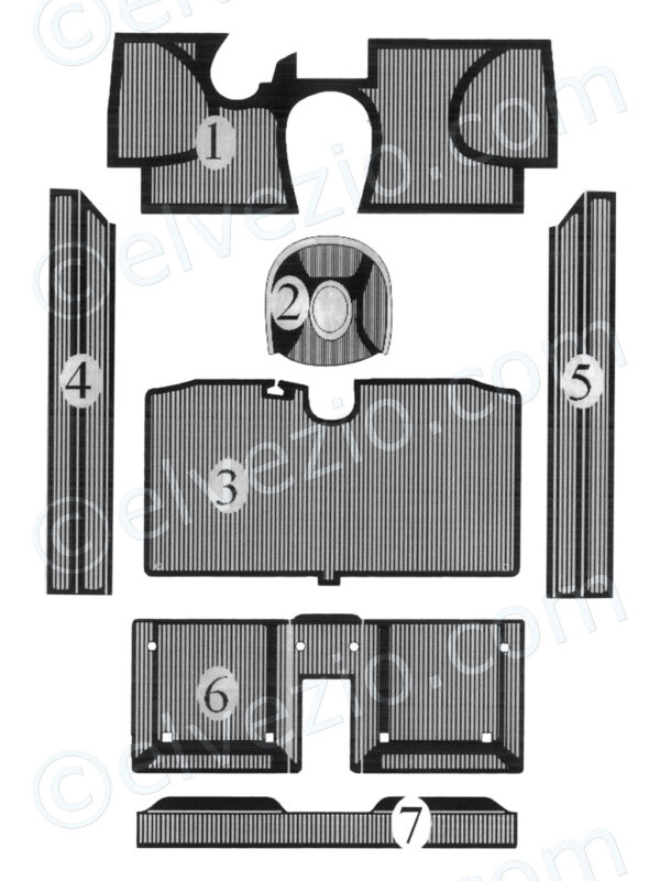 Serie Completa Tappeti In Gomma per Lancia Fulvia Sport Zagato 1^ Serie 4 Marce.