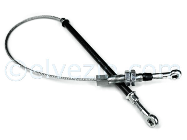 Cavo Freno A Mano per Fiat 600 1^ Serie e 600 D fino al 1963. Misura Guaina 165 mm. Misura Cavo 660 mm. Rif. O.E. 875120.